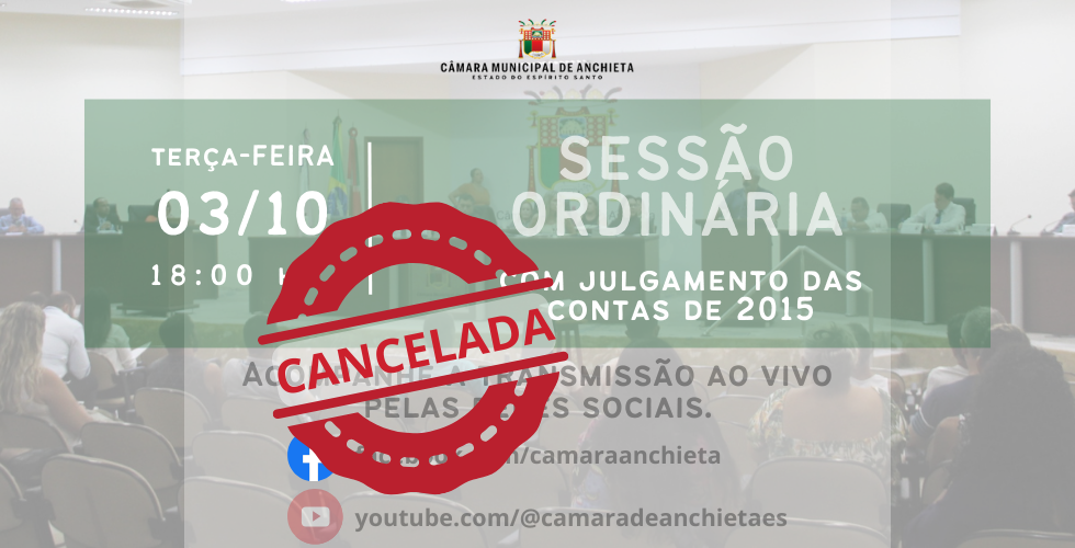 NOTÍCIA: Cancelamento da votação das contas de 2015